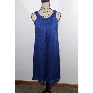 NWT Talbots Size 4 Blue Sundress Sleeveless  Multi Pleated Crinkled Dress